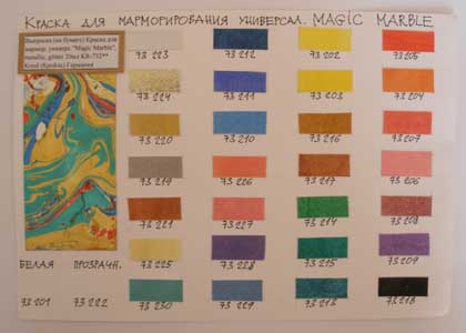 Выкраска (на бумаге) Фарба для мармор. универс."Magic Marble", metallic, glitter 20мл KR-732** Kreul