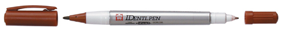 !Маркер перм.прозор.на спирт.осн.двосторонн.(кругл/кругл) "IDenti PEN" Sakura 0,4/1мм КОРИЧНЕВИЙ