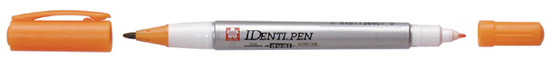 !Маркер перм.прозор.на спирт.осн.двосторон.(кругл/кругл) "IDenti PEN" Sakura 0,4/1мм ОРАНЖЕВИЙ
