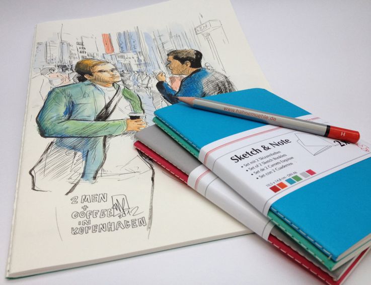 Набір блокнотів 125гр обкл.Сірий/Фуксія "Sketch&Note" Hahnemuhle 20л,А6 2шт.