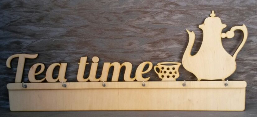 Вішалка для декору(фанера 6мм) "Tea Time" 6 крючков 54х22,5см