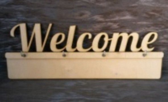 Вішалка для декору(фанера 6мм) "Welcome" 4 крючка 30х17см