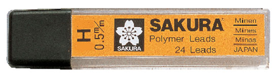 Набір стержней SACURA"Polymer Leads"пласт.пенал H 0,5мм 12шт.