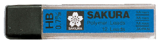 Набір стержней SACURA"Polymer Leads"пласт.пенал HB 0,7мм 12шт.