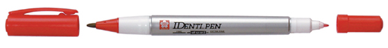 !Маркер перм.прозор.на спирт.осн.двосторон.(кругл/кругл) "IDenti PEN" Sakura 0,4/1мм ЧЕРВОНИЙ