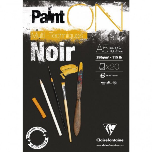 Альбом-склейка універсал.250г др.зерно Paint'On Clairefontaine 20арк.А5 ЧОРНИЙ