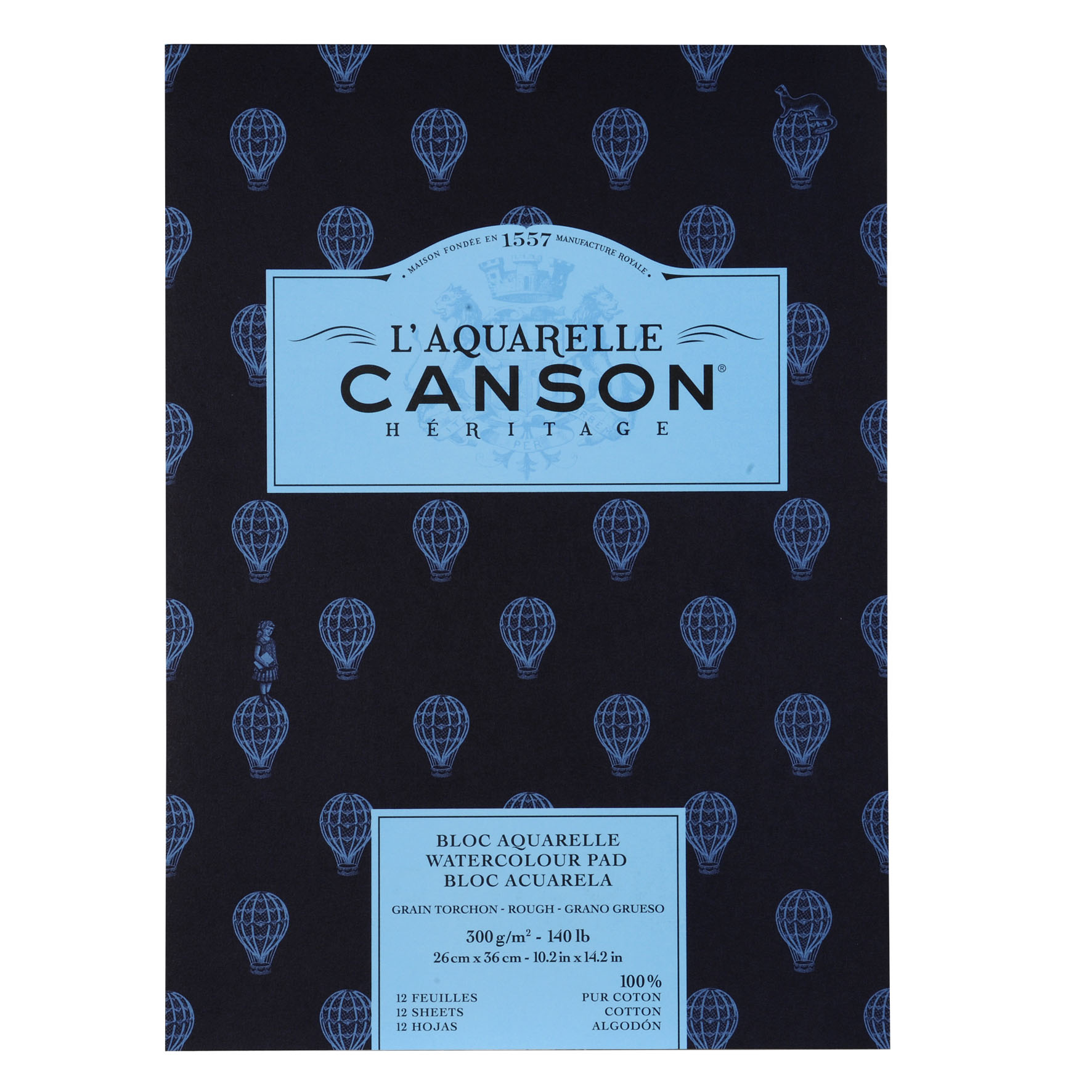 RR Альбом-склейка д/акв.300гр 100%бавов.Heritage Torchon Canson, альбом форм.12арк. 26х36см