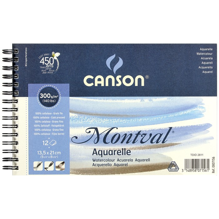 RR Альбом(спіраль) д/акв.300гр 100% цел.альбом ф."Montval FIN" Canson 12арк.13.5х21см