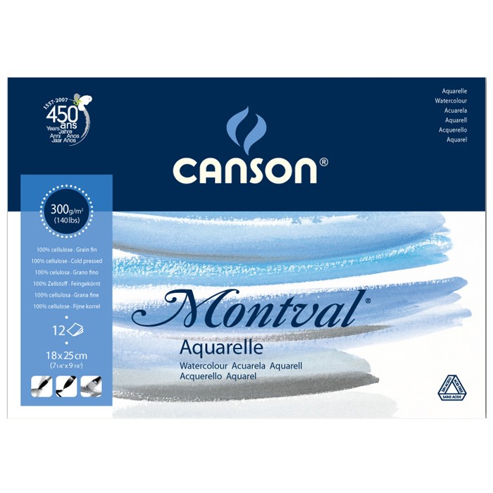 RR Склейка д/акв.300гр 100% цел.альб.форм."Montval FIN" Canson 12арк.18х25см