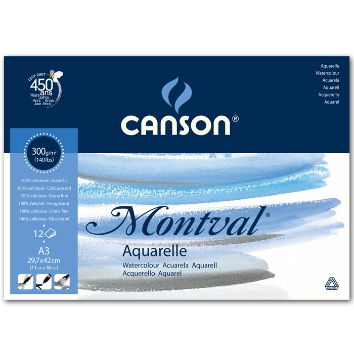 RR Склейка д/акв.300гр 100% цел.альб.форм."Montval FIN" Canson 12арк.29.7х42см А3