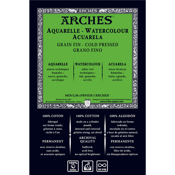 Папір д/акварелі 300г 100%бавовна Fin (Фин) Arches 56х76см А2