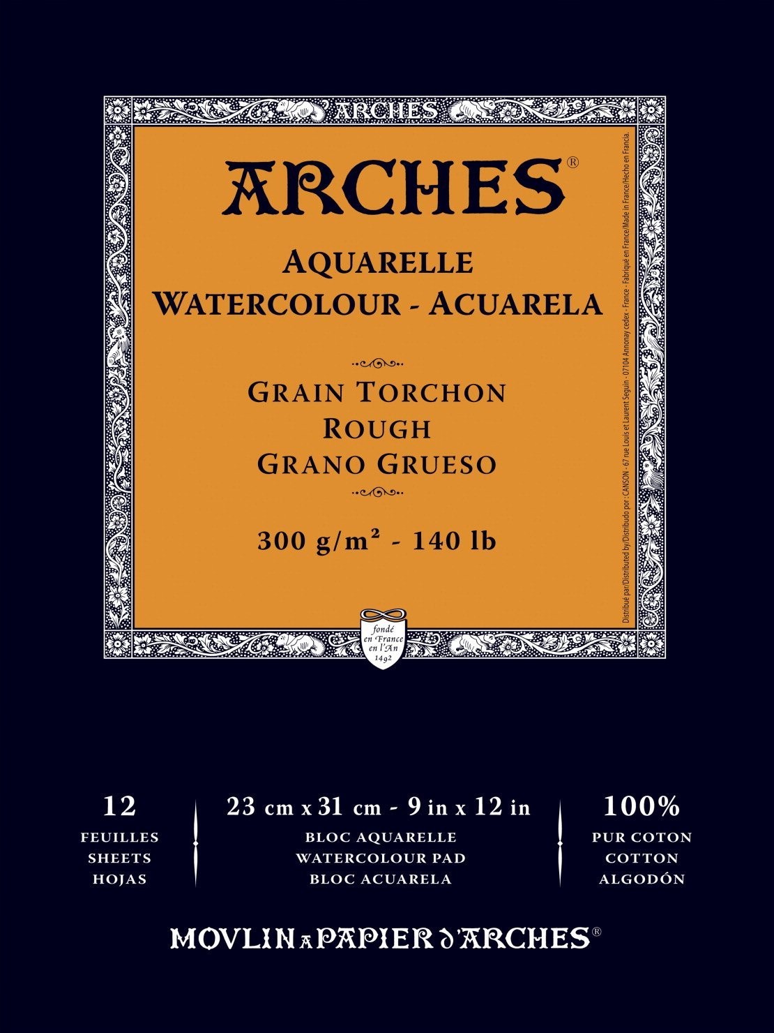 Альбом-склейка д/акв.300гр Torschon 100% бавов.альбом.ф.Arches 12арк. 23х31см