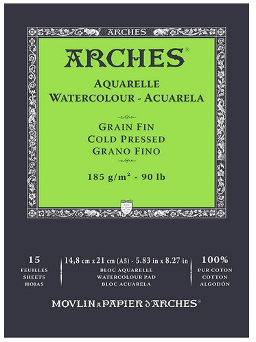 Альбом-склейка д/акв.185гр Fin 100% бавов.альбом.ф.Arches .15арк.14,8х21см