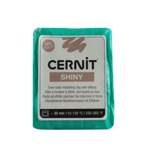 ЗНЯТІ З ВИР-ВА.Полімерний моделін "CERNIT SHINY" 56гр глиттер ЗЕЛЕНИЙ