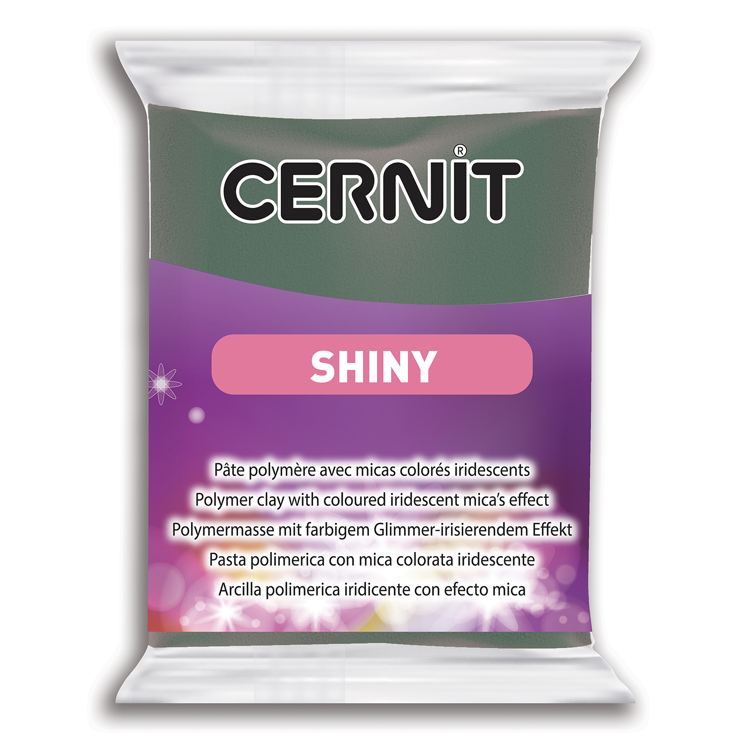ЗНЯТІ З ВИР-ВА,Полімерний моделін "CERNIT SHINY" 56гр глиттер ЗЕЛЕНИЙ ТЕМНИЙ
