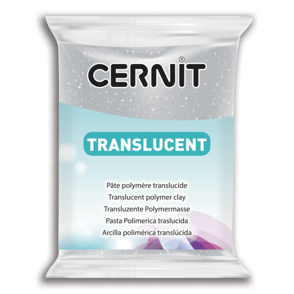 Полімерний моделін "CERNIT-TRANSLUCENT" 56гр|прозорий з гліттером СРІБНИЙ