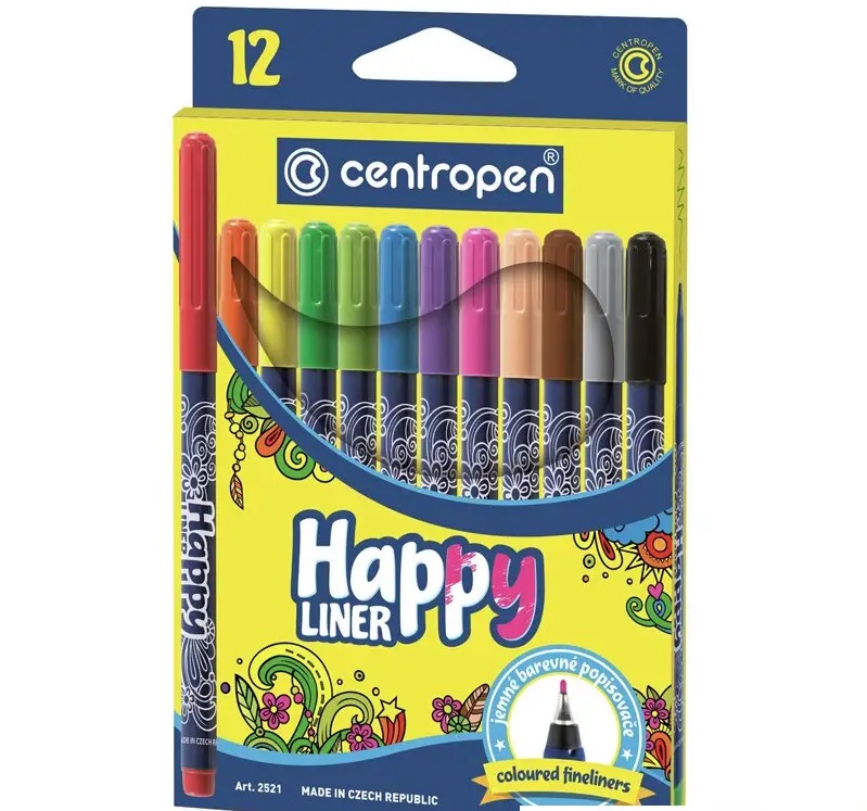 ЗНЯТІ З ВИР-ВА,Набір лінерів Happy Centropen 2521 0,3мм 12кол в картон упак.