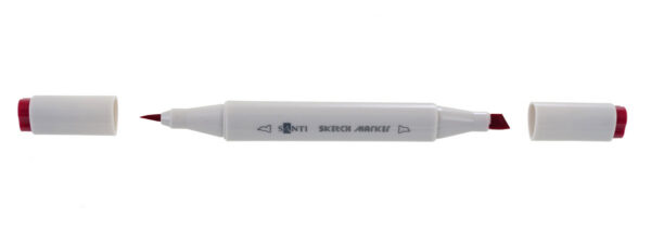 Маркер на водн.осн. двосторонній(пензель/кругл) Sketch Santi SM-14 ПУРПУРНО-ЧЕРВОНИЙ