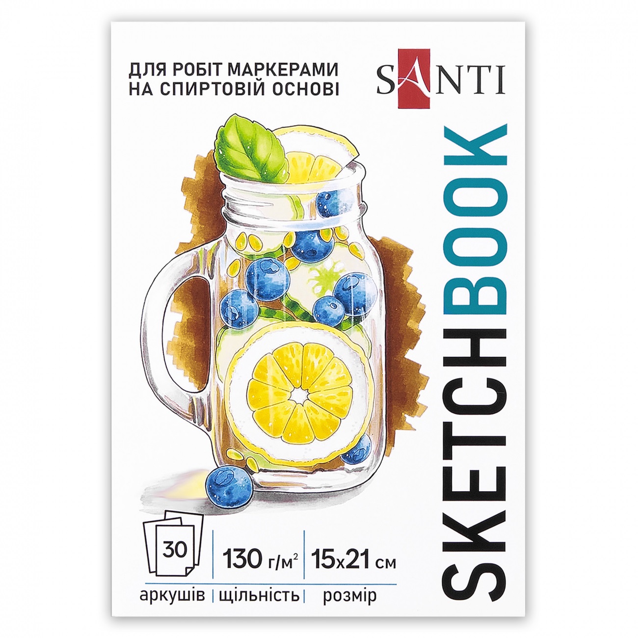 Альбом-склейка д/спирт.маркера130гр на підкл."Fresh" Santi 30арк.15х21см А5 БІЛИЙ