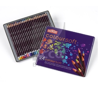 *Набір кол.олівців."Coloursoft" Derwent у метал.кор. 24кол