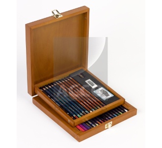 ЗНЯТІ З ВИР-ВА,Набір ассорти "Colour Collection" в дерев.ящике (32цв.каранд.точилка, ластики 2шт)