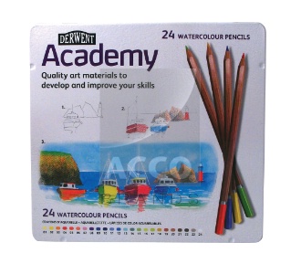 *ЗНЯТІ З ВИР-ВА, Набір акв.олівців"Academy WaterСolour" в мет.кор. 24кол.