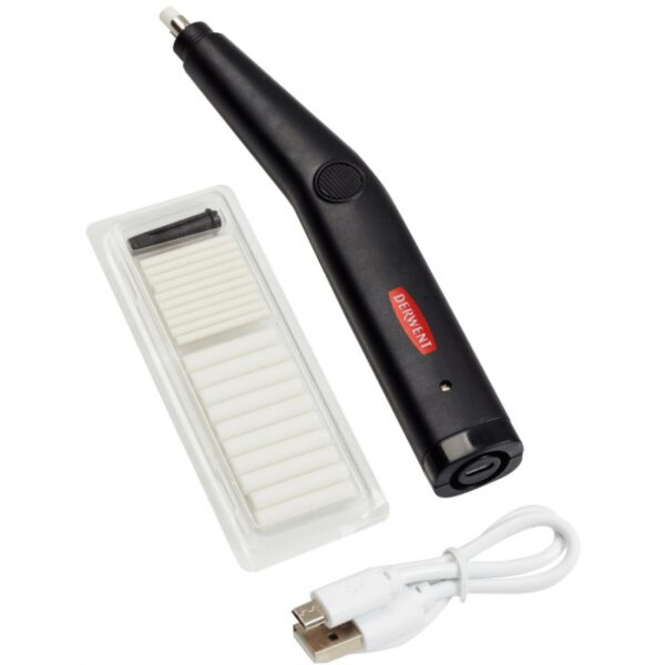 *Гумка електрична з підзарядк. від USB Derwent ( гумки d5мм 10шт.+гумки d2,4мм 10шт+ шнур підзарядн) - Зображення 2