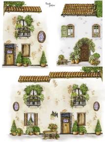 ЗНЯТО З ПРОДАЖУ! 4 Папір для декупажа рисовая 35x50см "Фасады(маленькие).Прованс"
