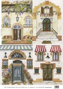 ЗНЯТО З ПРОДАЖУ! 4 Папір для декупажа рисовая 35x50см "Фасады-1.Прованс"