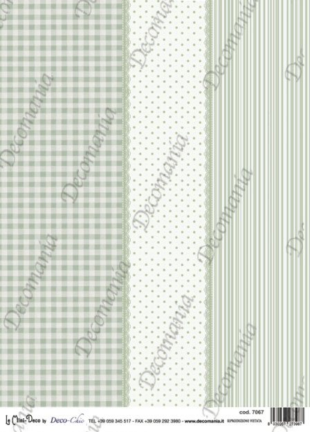 ЗНЯТО З ПРОДАЖУ! 2 Папір для декупажа рисовая 25х35см Полоска, клетка, точки. СІРО-ЗЕЛЕНИЙ /2