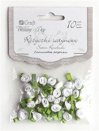 Н-р декор.цветов (шелк) d 2см(с листочками) 35шт. РОЗА БЕЛАЯ
