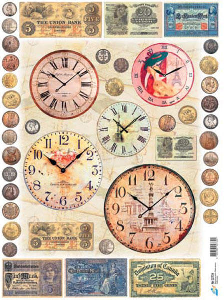 14 Декупажная карта 29,5х40 02734 "Время-деньги"