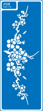 ЗНЯТІ З ВИР-ВА.Трафарет самоклеющ.по тверд.поверхн.многораз.8,5х23,5см №208 САКУРА