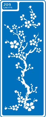 ЗНЯТІ З ВИР-ВА.Трафарет самоклеющ.по тверд.поверхн.многораз.8,5х23,5см №209 САКУРА
