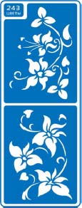 ЗНЯТІ З ВИР-ВА.Трафарет самоклеющ.по тверд.поверхн.многораз.8,5х23,5см №243 ЦВЕТЫ
