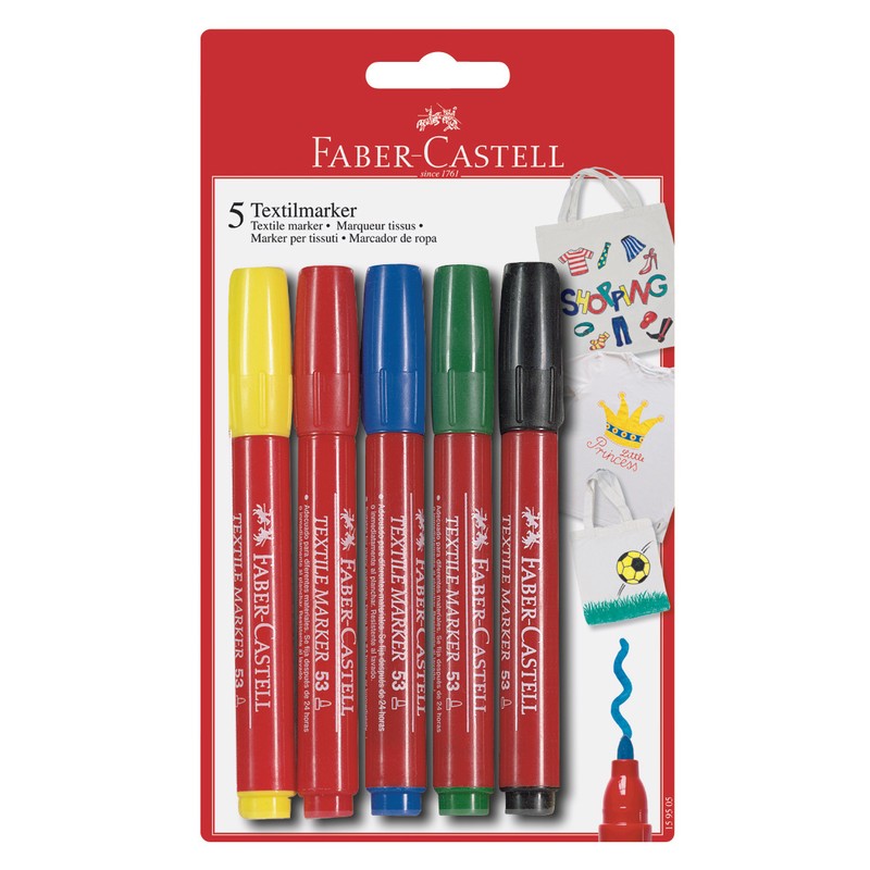 ЗНЯТІ З ВИР-ВА, Набір маркерів по тканині Faber-Castell 5кол в блістарі /159505