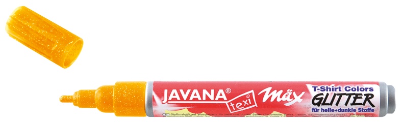 ЗНЯТІ З ВИР-ВА,Маркер д/світл.та темн.тканин.(прання 40*) JavanaTex Kreul 2-4мм Glitter ЖОВТИЙ