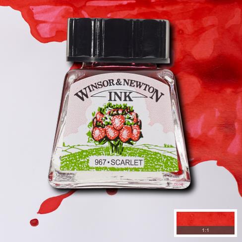Туш водостійка INK W&N 14мл ЧЕРВОНИЙ SCARLET