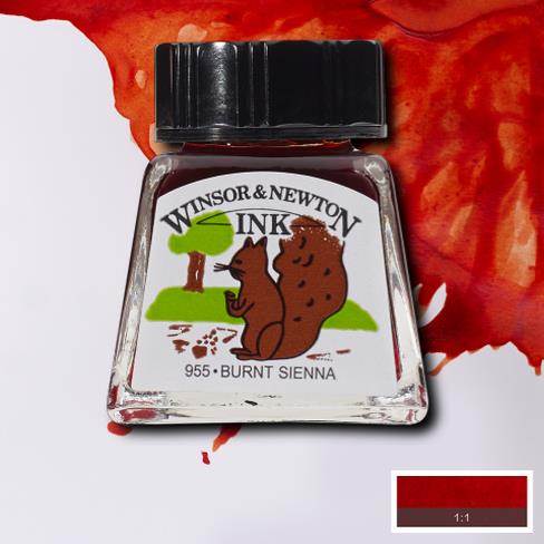 Туш водостійка INK W&N 14мл СІЄНА ПАЛЕНА