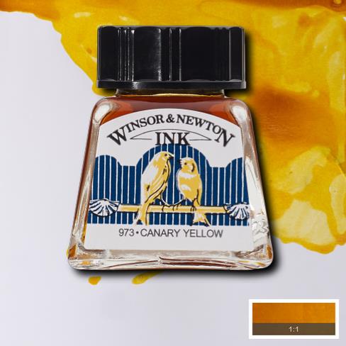 Туш водостійка INK W&N 14мл ЖОВТА