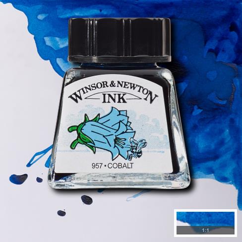 Туш водостійка INK W&N 14мл КОБАПЬТ СИНІЙ