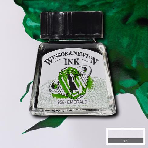 Туш водостійка INK W&N 14мл СМАРАГДОВА