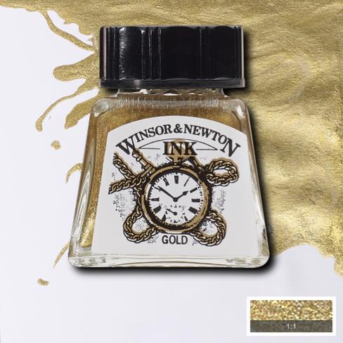 Туш водостійка INK W&N 14мл ЗОЛОТО