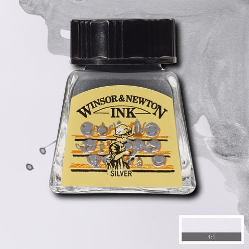 Туш водостійка INK W&N 14мл СРІБЛО