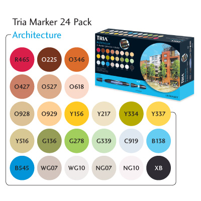 ЗНЯТІ З ВИР-ВА,Набір Letraset Tria Marker 24кол Архитектура