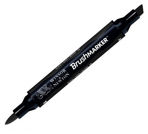BrushMarker перм.прозор.на спирт.осн.двосторонн.(скошен./пензлич.) W&N ЧОРНИЙ XB