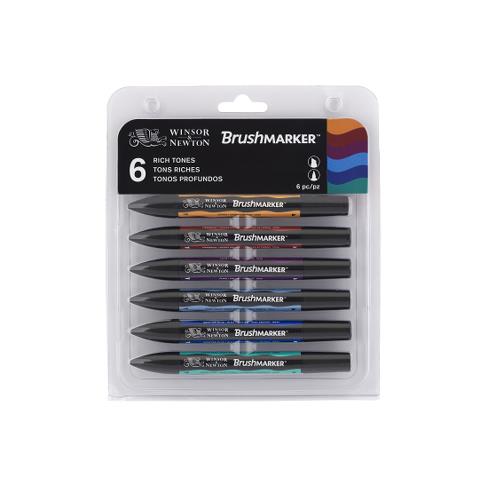 Набір маркерів на спирт.осн.BrushMarker (наконечн:скошений/пензликовий) 6шт. ЯСКРАВИЙ