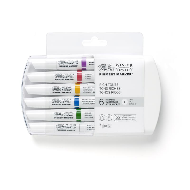 Набір маркерів на спирт.осн.Pigment Marker 6шт. ЯСКРАВІ ВІДТІНКИ