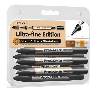ЗНЯТІ З ВИР-ВА,Набір "ProMarker Letraset+Ultra-Fine" (5маркеров+5насадок)"Портретный"