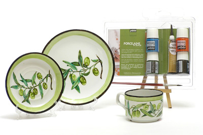 ЗНЯТІ З ВИР-ВА,Набір фарб(обжиг150*)"Porcelaine Discovery"(4цв.х20мл+контур в тубе(золото)х20мл.+кис
